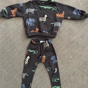 ZARA Kids Wild Animal Print Sweatshirt and Pants Set